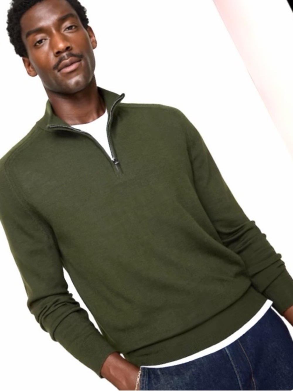 Banana Republic Olive Green Men's Quarter-Zip Sweater. XXL MSRP: $89 Casual.